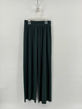 Super High Waist Wide Leg Elastic Waist Pants - Dark Green